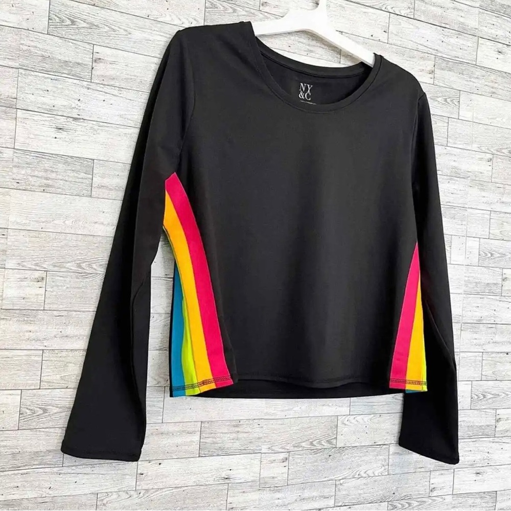 New York and Company Striped Rainbow Crop Top
